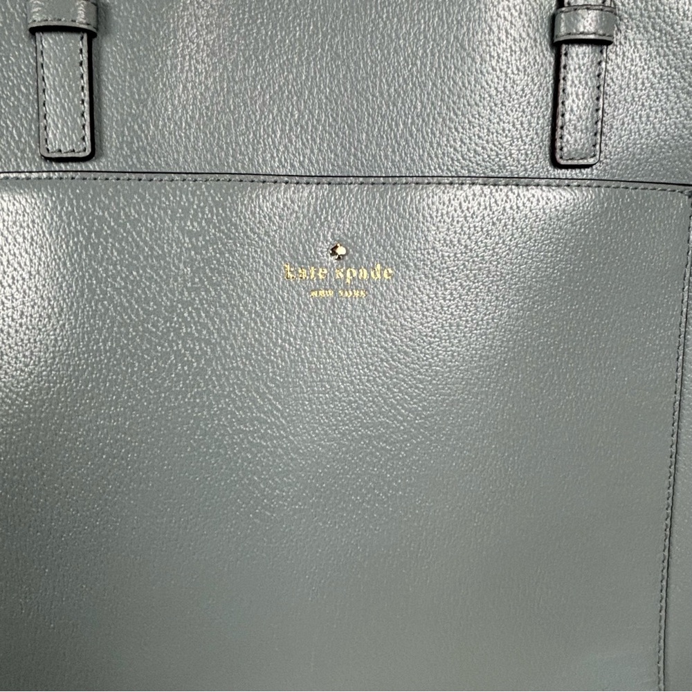 Kate Spade New Yorker Sawyer Street Maxi Baby Blue Leather XL Tote  12” x 13”‎ - Picture 3 of 14